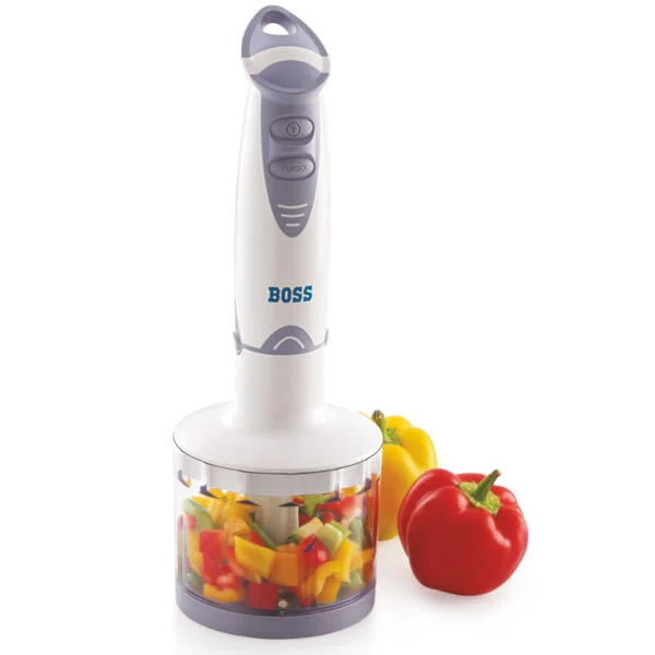 BOSS Quickmix Hand Blender 450 watts Hand Blender, Variable speed control, Chopper & Measuring Jar, Whisk & Dough hooks, 2 Years Warranty*