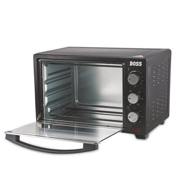 BOSS Delish 25 Litres Oven Toaster Griller, Motorised Rotisserie, Convection, Baking, Grilling, Toasting, 1500 Watts, Black