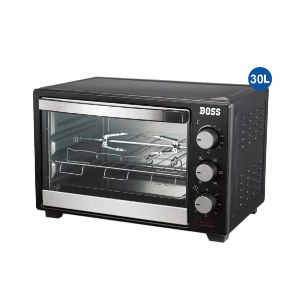 BOSS Delish 30 Litres Oven Toaster Griller, Motorised Rotisserie, Convection, 1600 Watts, Black