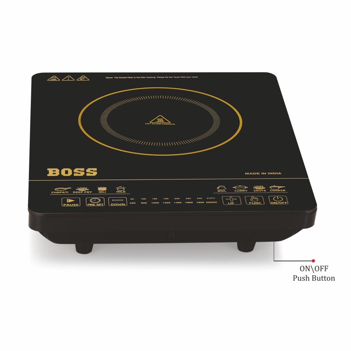 BOSS Chefmax 2000 Watts Induction Cooktop With Preset Menu Options