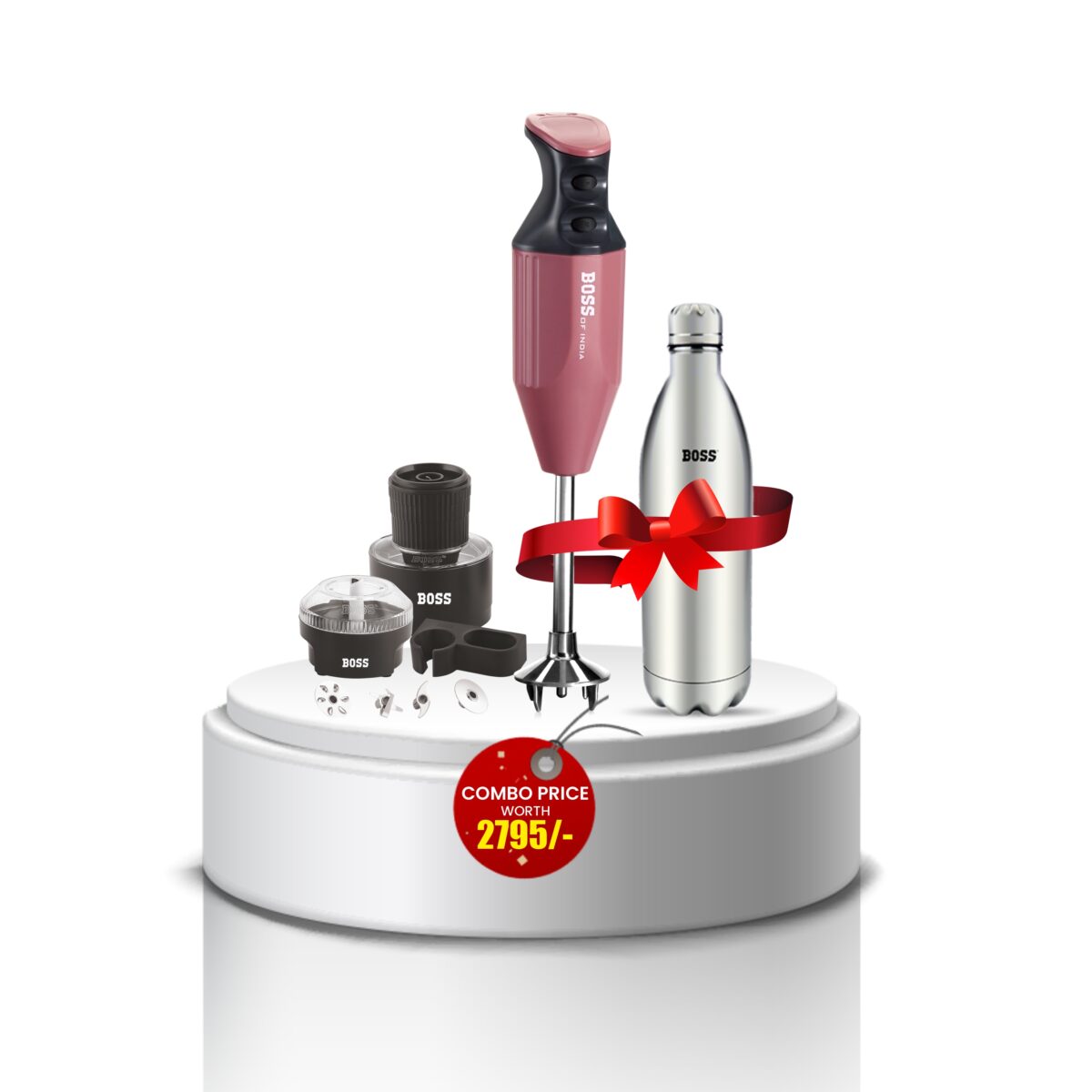 BOSS Genius Hand Blender 275W + 1000ML Bottle – Festive Combo