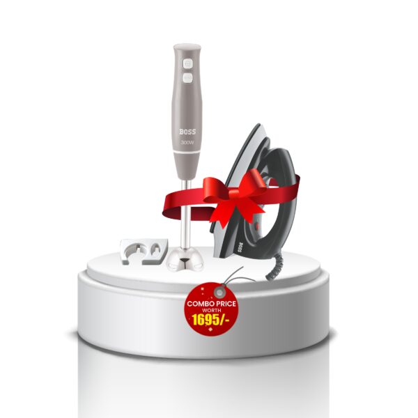 BOSS Sparkle Hand Blender 300 Watts + Amaze Iron – Festive Combo